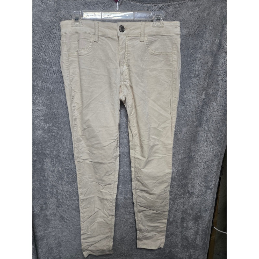 American Eagle Super Stretch Jeggings Cream Corduroy Pants Womens Size 8 Regular